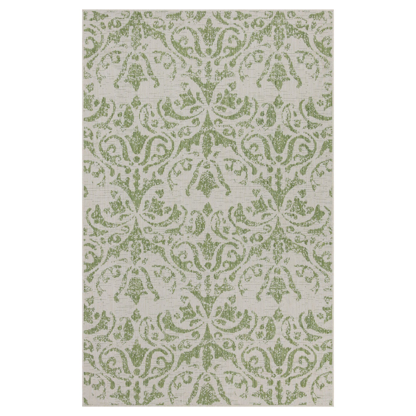 Green Floral Motif Outdoor Rug - Lanark