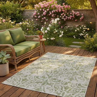 Green Floral Outdoor Rug - Lanark