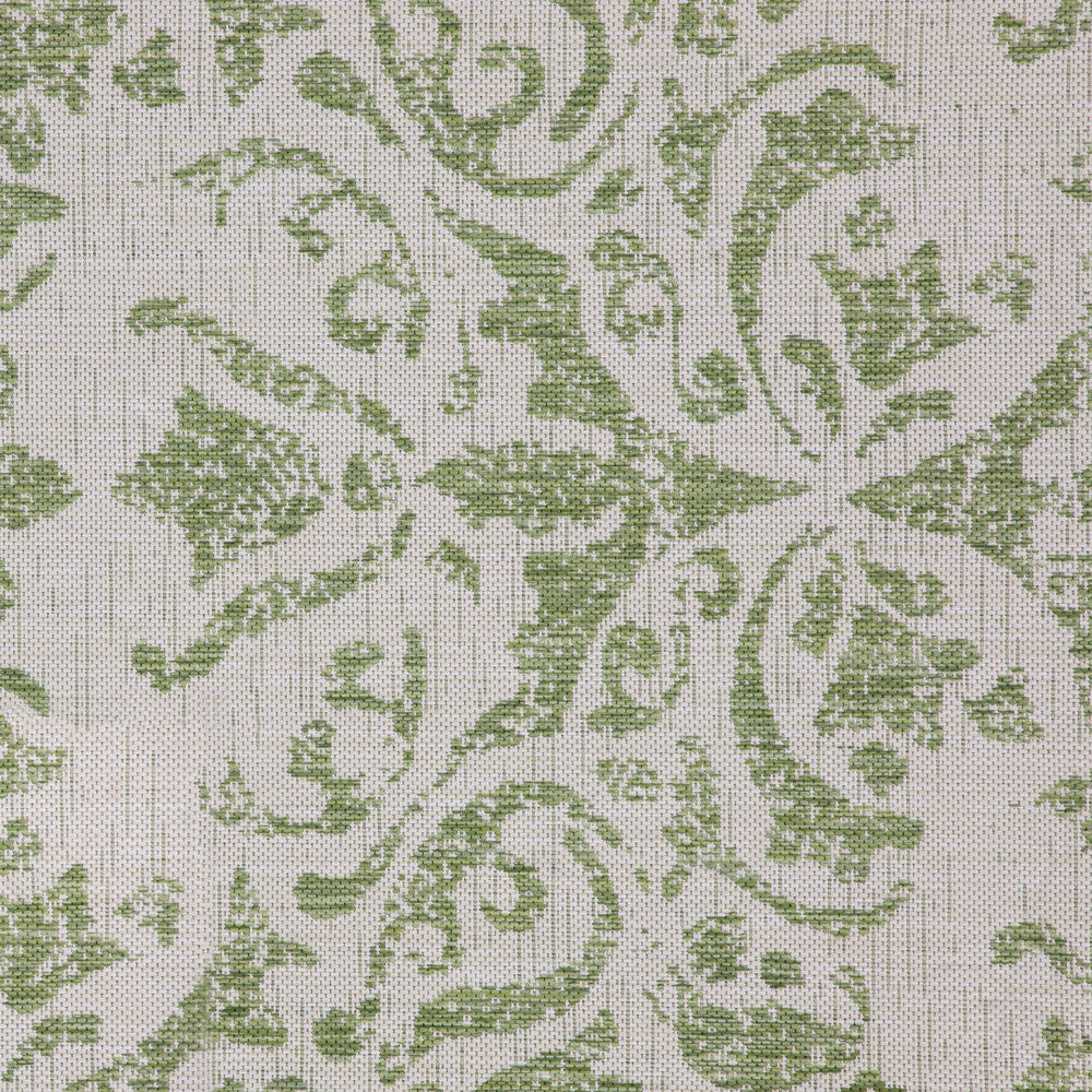 Green Floral Motif Outdoor Rug - Lanark