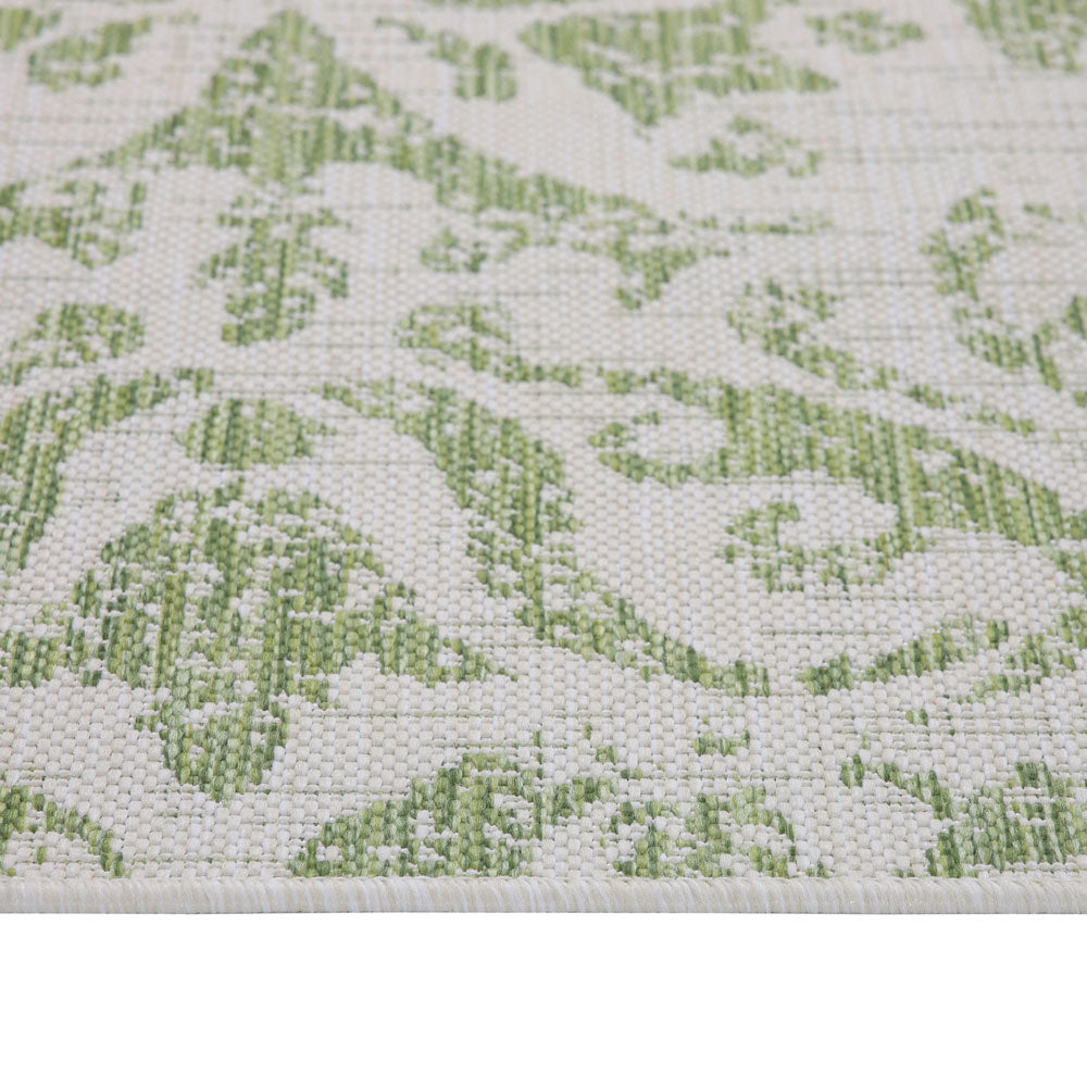 Green Floral Motif Outdoor Rug - Lanark