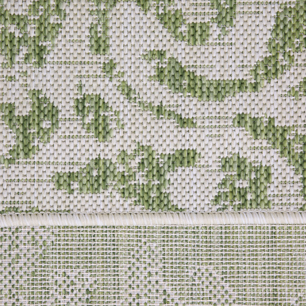 Green Floral Motif Outdoor Rug - Lanark