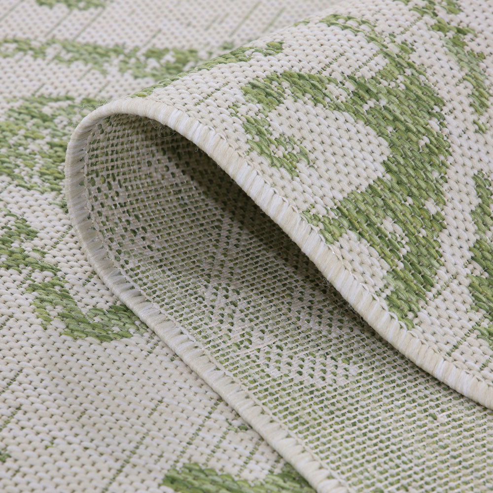 Green Floral Motif Outdoor Rug - Lanark