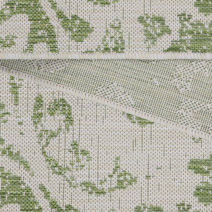 Green Floral Motif Outdoor Rug - Lanark