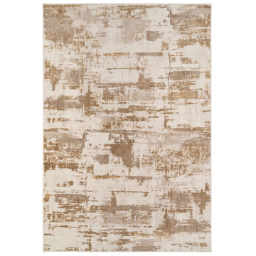 Distressed Brushstroke Beige Rug