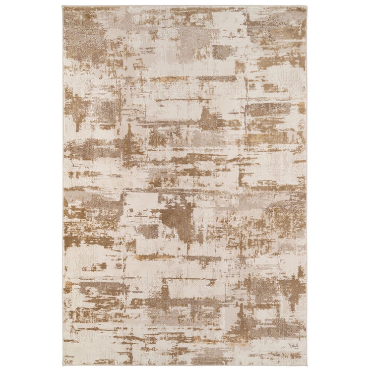 Distressed Brushstroke Beige Rug