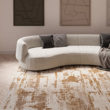 Distressed Brushstroke Beige Rug