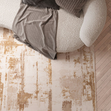 Distressed Brushstroke Beige Rug