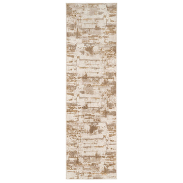 Distressed Brushstroke Beige Runner Rug