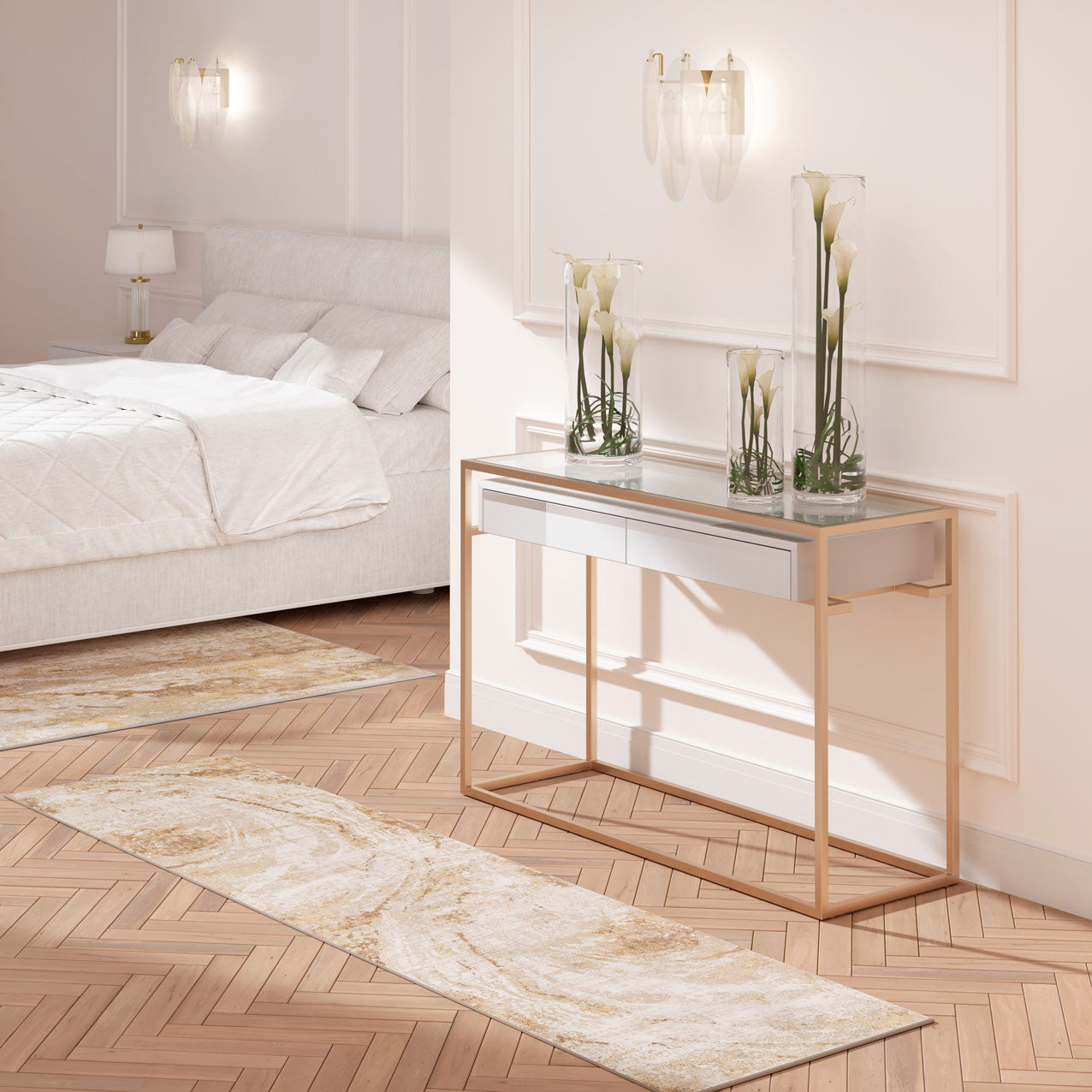 Natural Marble Beige Runner Rug