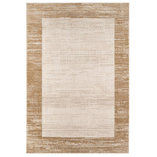 Beige Neutral Border Living Room Rug