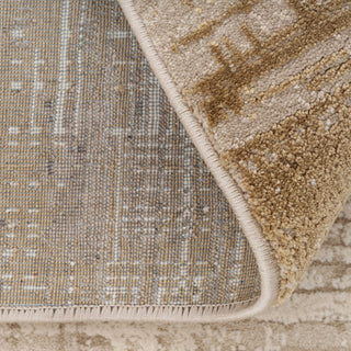 Beige Neutral Border Living Room Rug