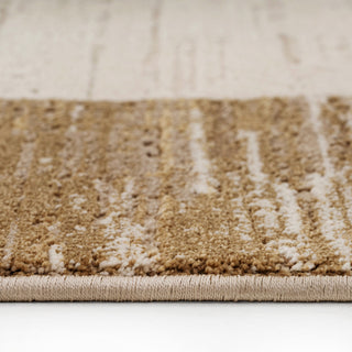 Beige Neutral Border Living Room Rug