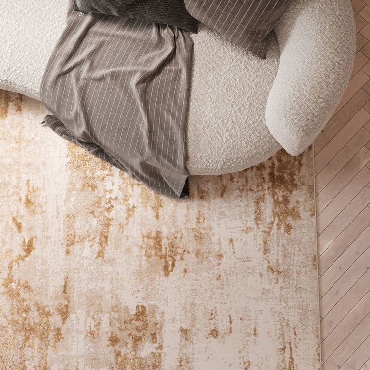 Distressed Beige Living Room Area Rug
