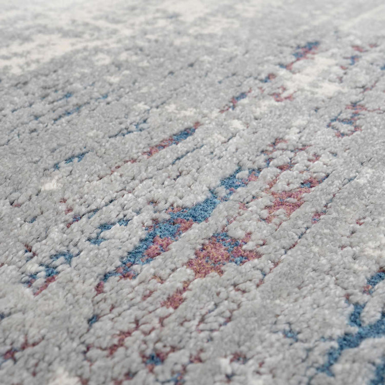 Grey Distressed Multicoloured Abstract Kitchen Runner Rug