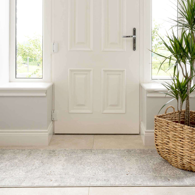 Vintage Grey Washed Effect Bedroom Rug