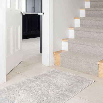 Vintage Grey Washed Effect Bedroom Rug