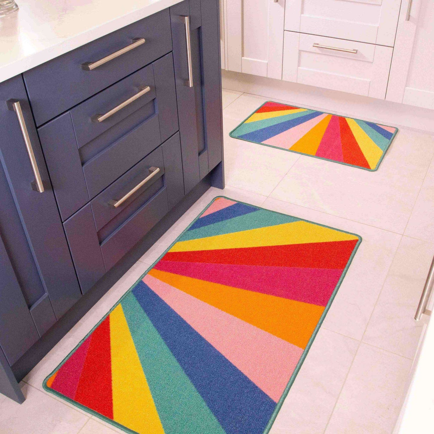 Bright Colourful Rainbow Non Slip Washable Kitchen Door Mat