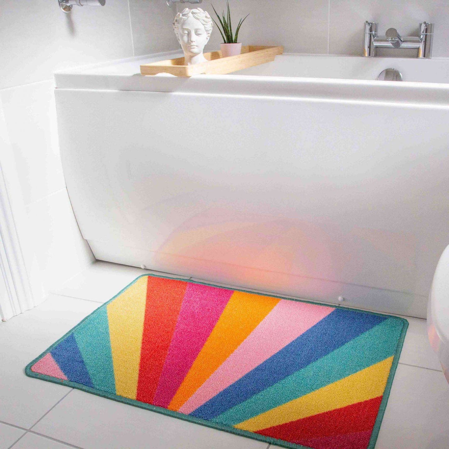 Bright Colourful Rainbow Non Slip Washable Kitchen Door Mat