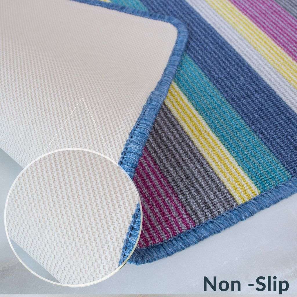 Multi Stripe Washable Non Slip Rug