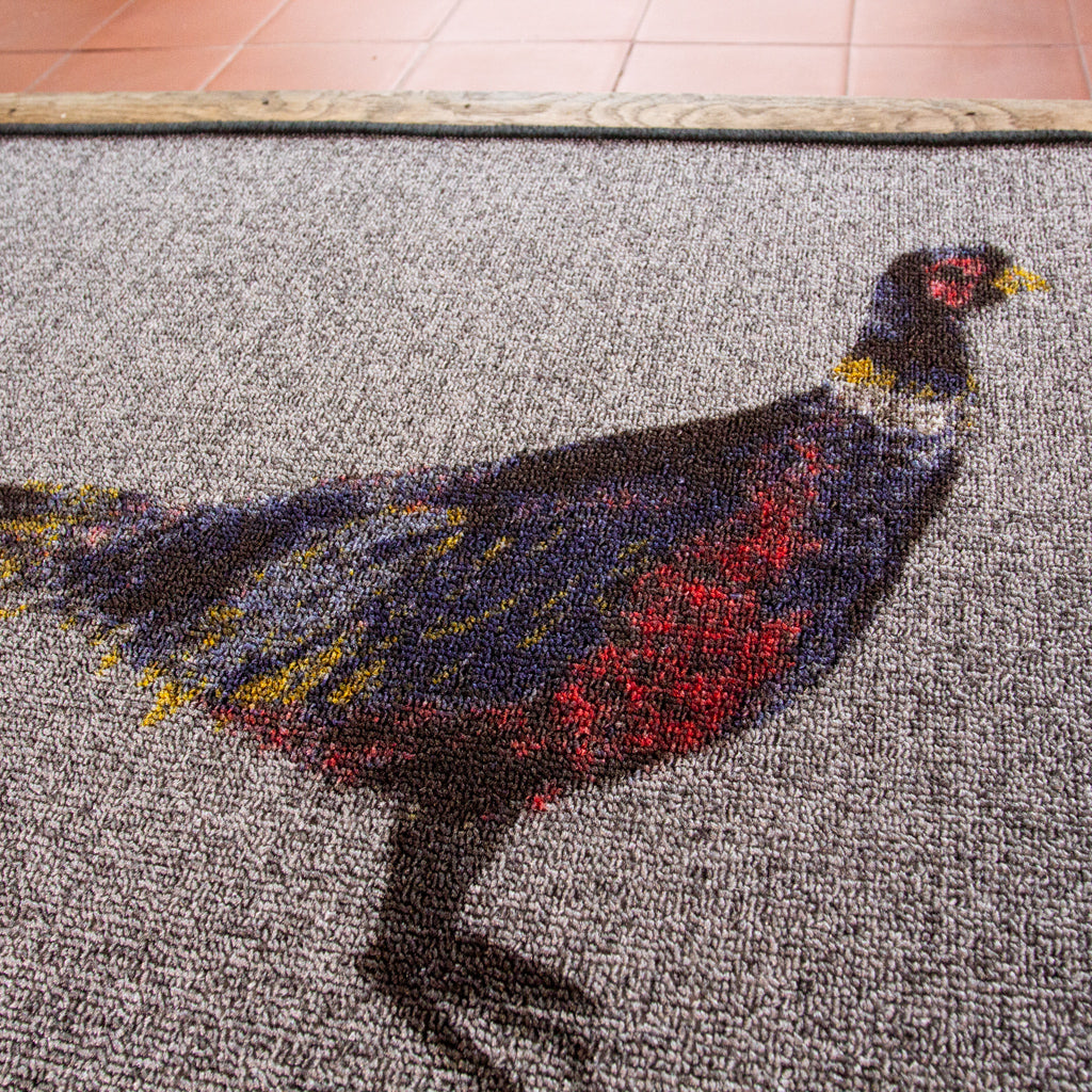 Grey Pheasant Printed Washable Doormat