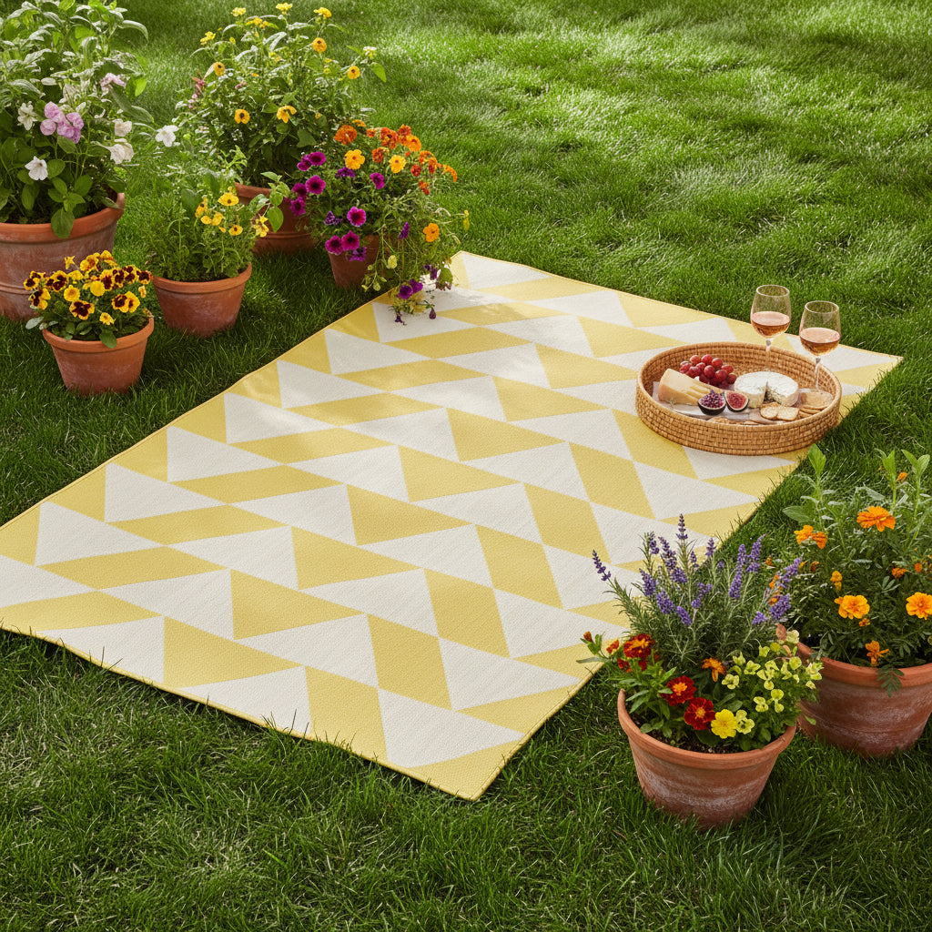 Yellow Geometric Outdoor Rug - Marlo