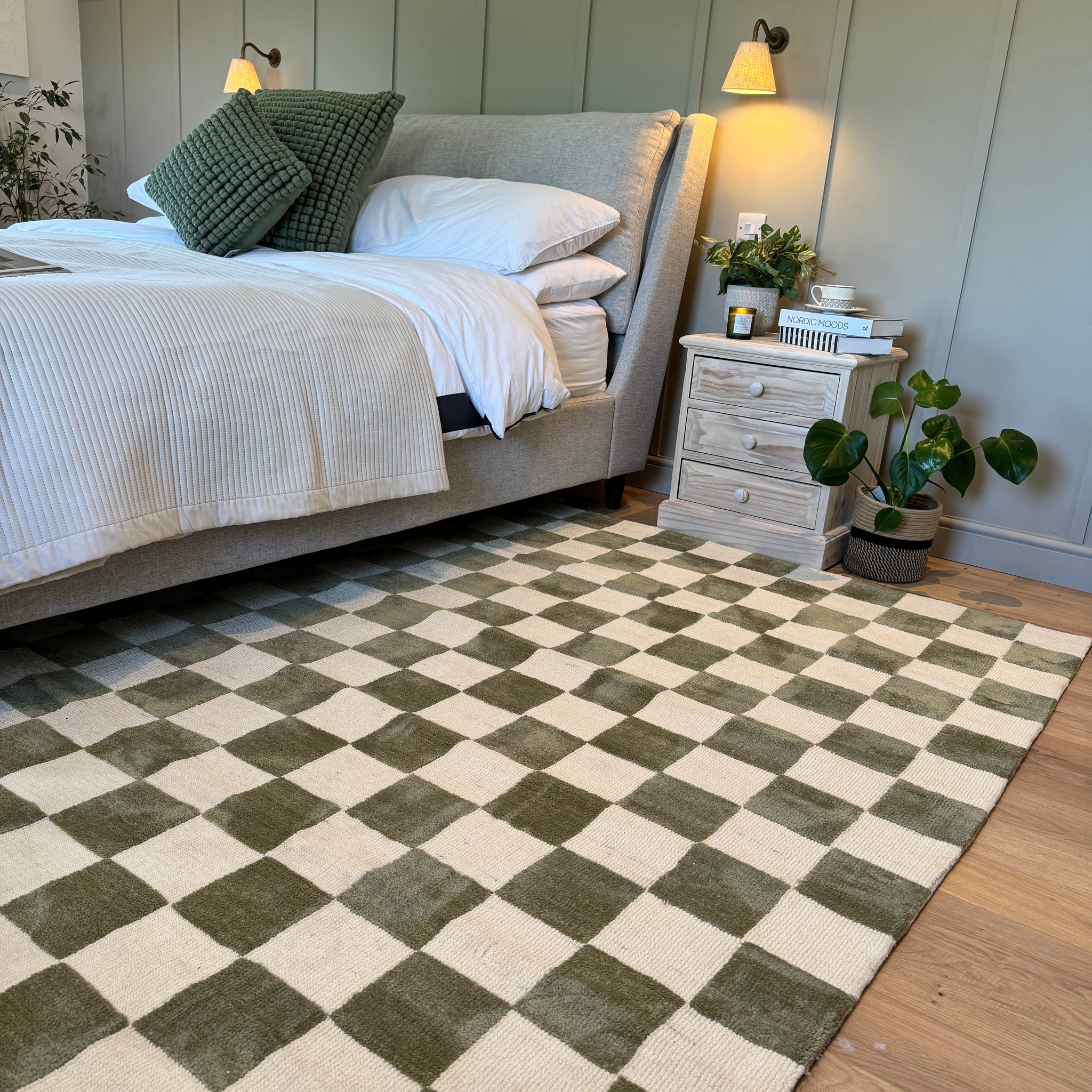 Green Retro Checkerboard Rug - Maze