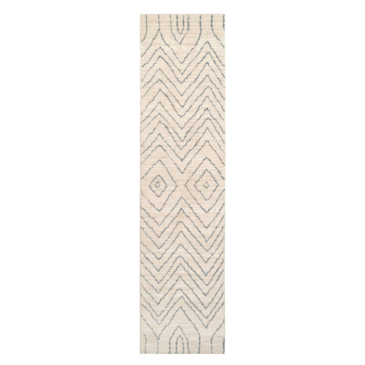Soft Chevron Beige Moroccan Berber Runner Rug - Carlos