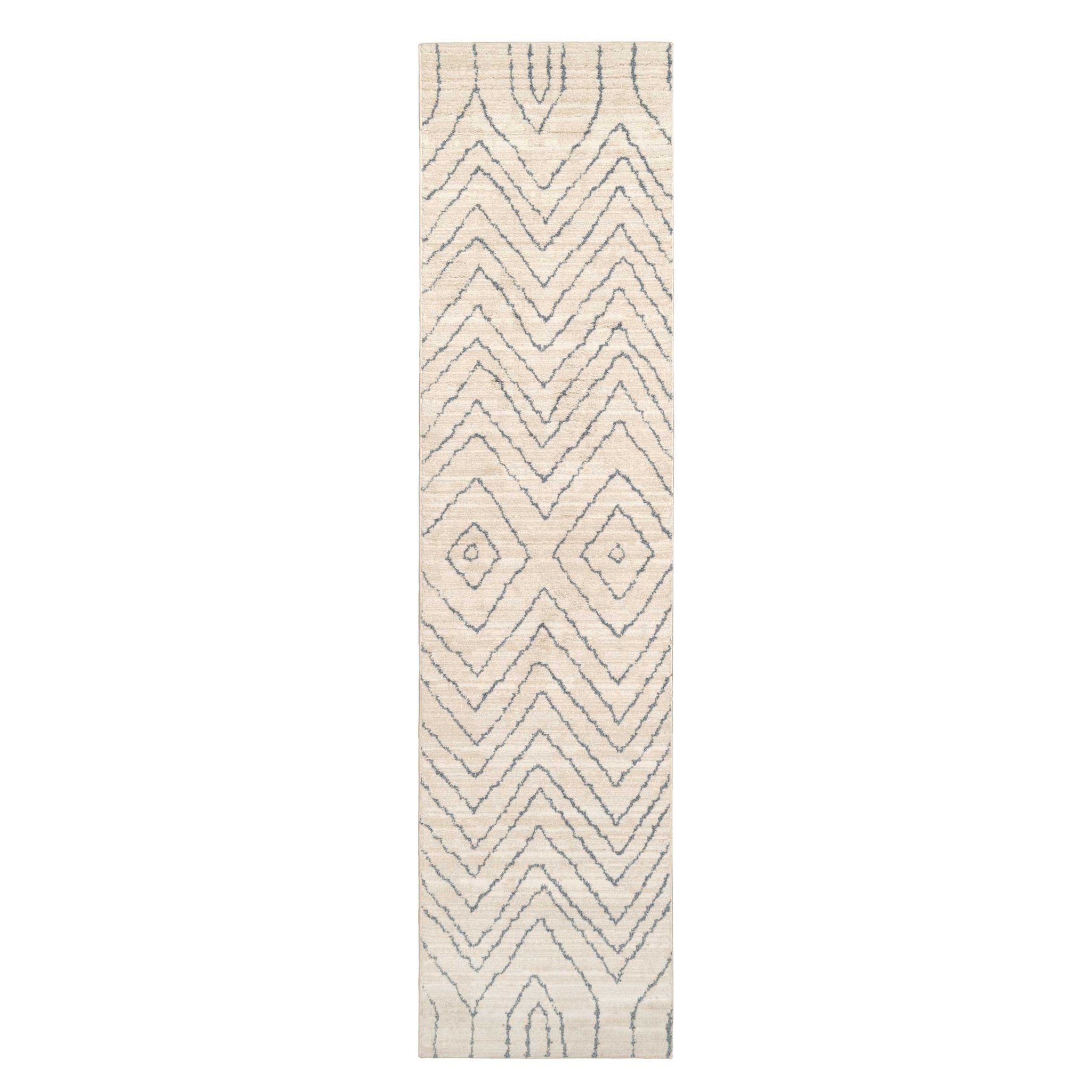 Soft Chevron Beige Moroccan Berber Runner Rug - Carlos