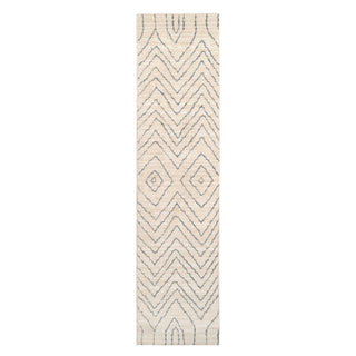 Soft Chevron Beige Moroccan Berber Runner Rug - Carlos
