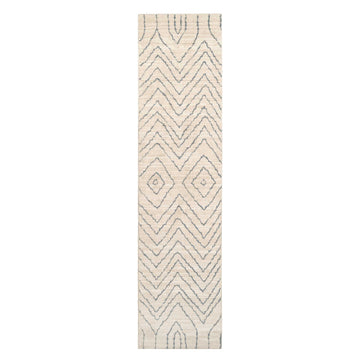Soft Chevron Beige Moroccan Berber Runner Rug - Carlos