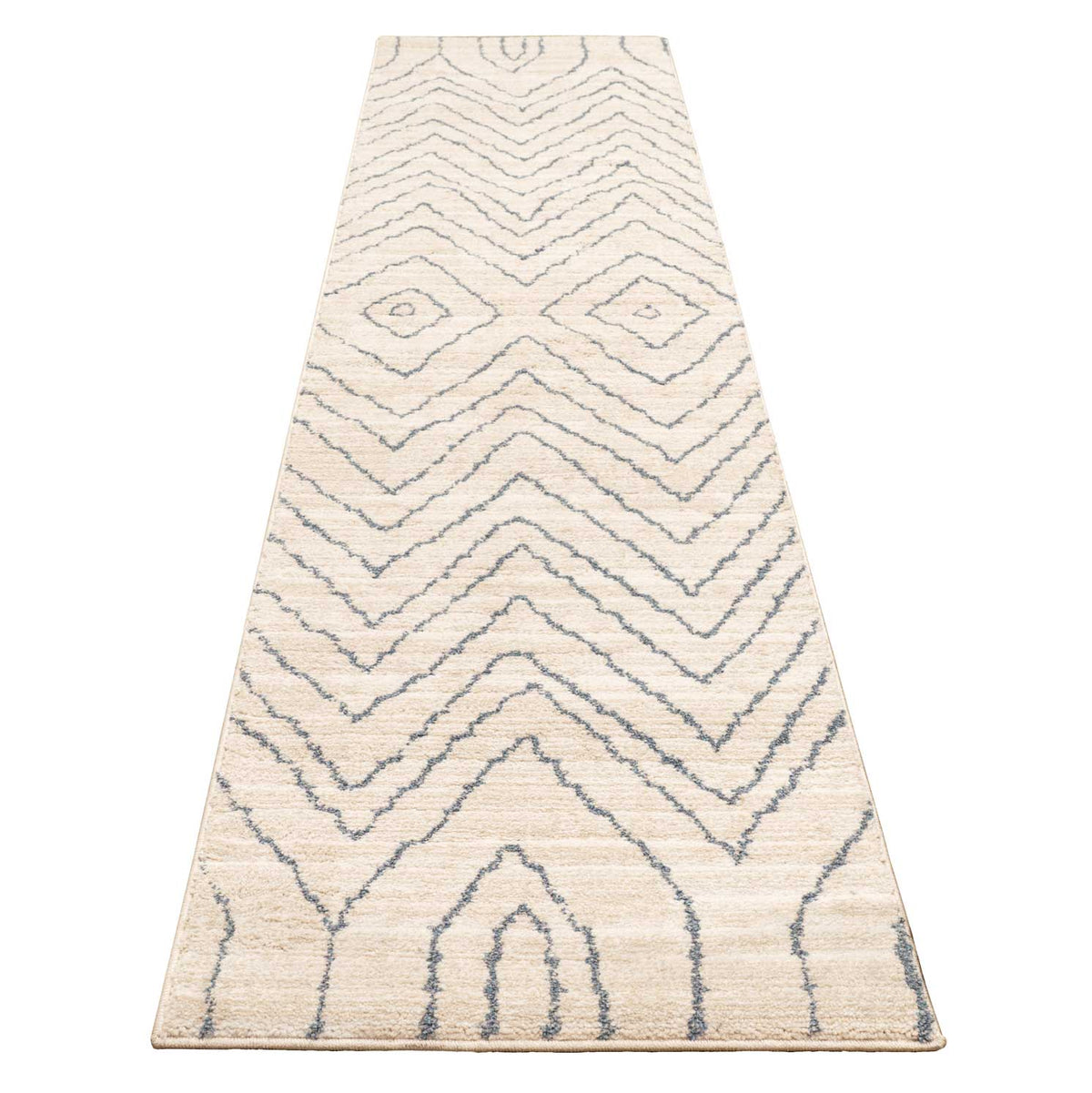 Soft Chevron Beige Moroccan Berber Runner Rug - Carlos