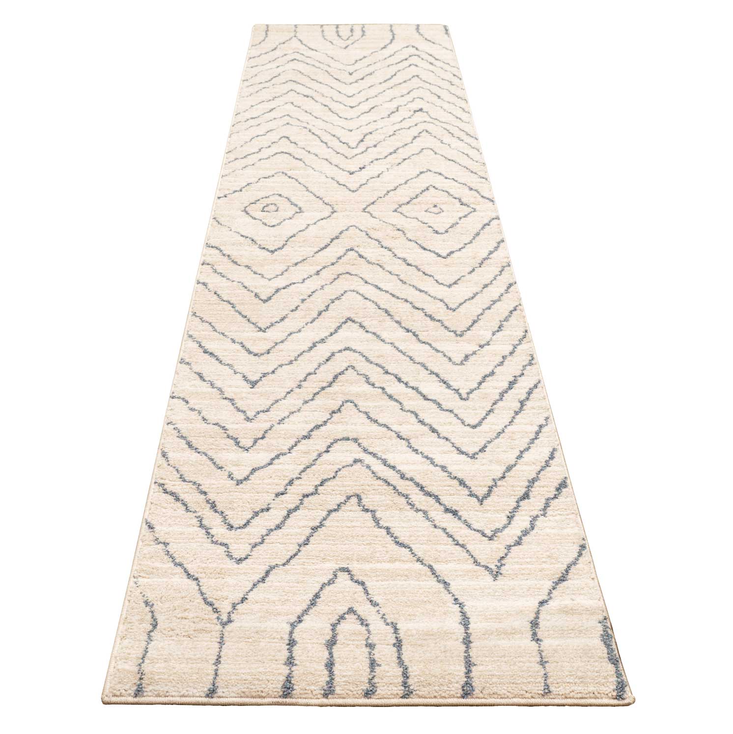 Soft Chevron Beige Moroccan Berber Runner Rug - Carlos