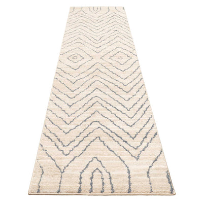 Soft Chevron Beige Moroccan Berber Runner Rug - Carlos