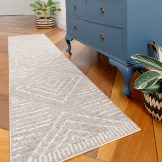 Soft Diamond Beige Moroccan Berber Runner Rug