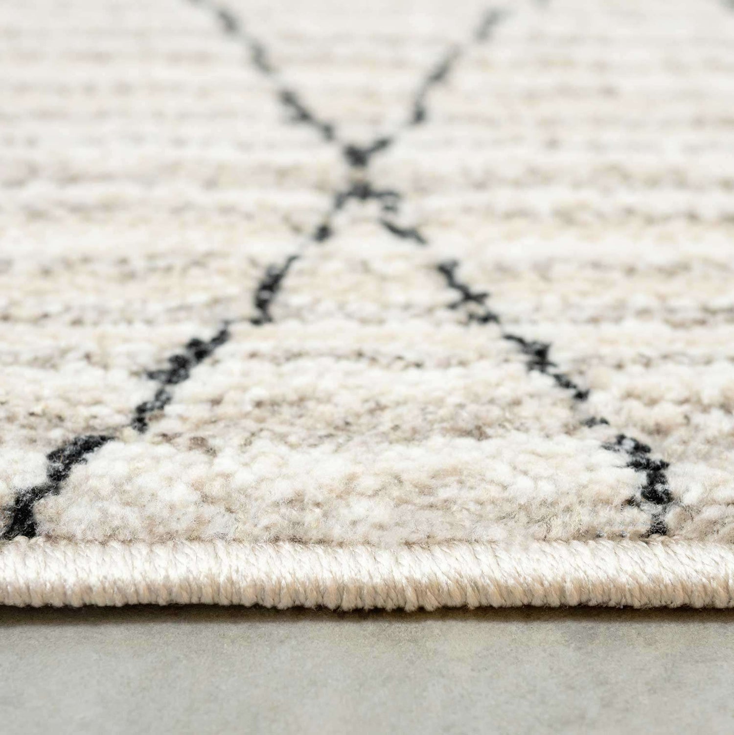 Cosy Soft Abstract Lined Beige Moroccan Berber Runner Rug
