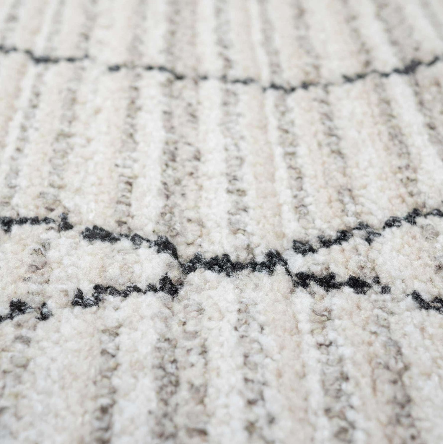 Cosy Soft Abstract Lined Beige Moroccan Berber Runner Rug