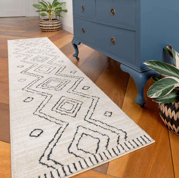 Cosy Soft Underfoot Cream Moroccan Berber Runner Rug