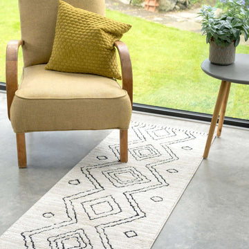 Cosy Soft Underfoot Cream Moroccan Berber Runner Rug