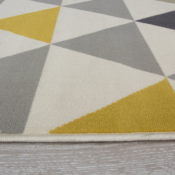 Yellow Grey Triangle Hall Runner Rug