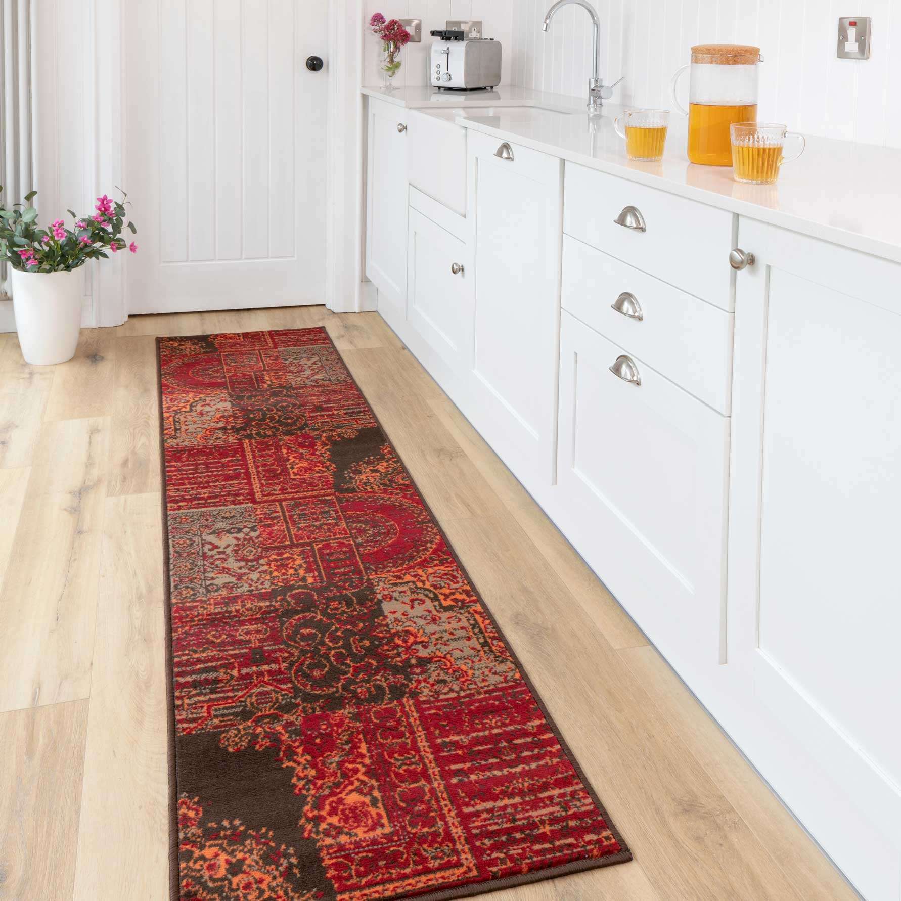 Patchwork Wine Hall Runner Rug | Runner Rugs | Kukoon Rugs Online