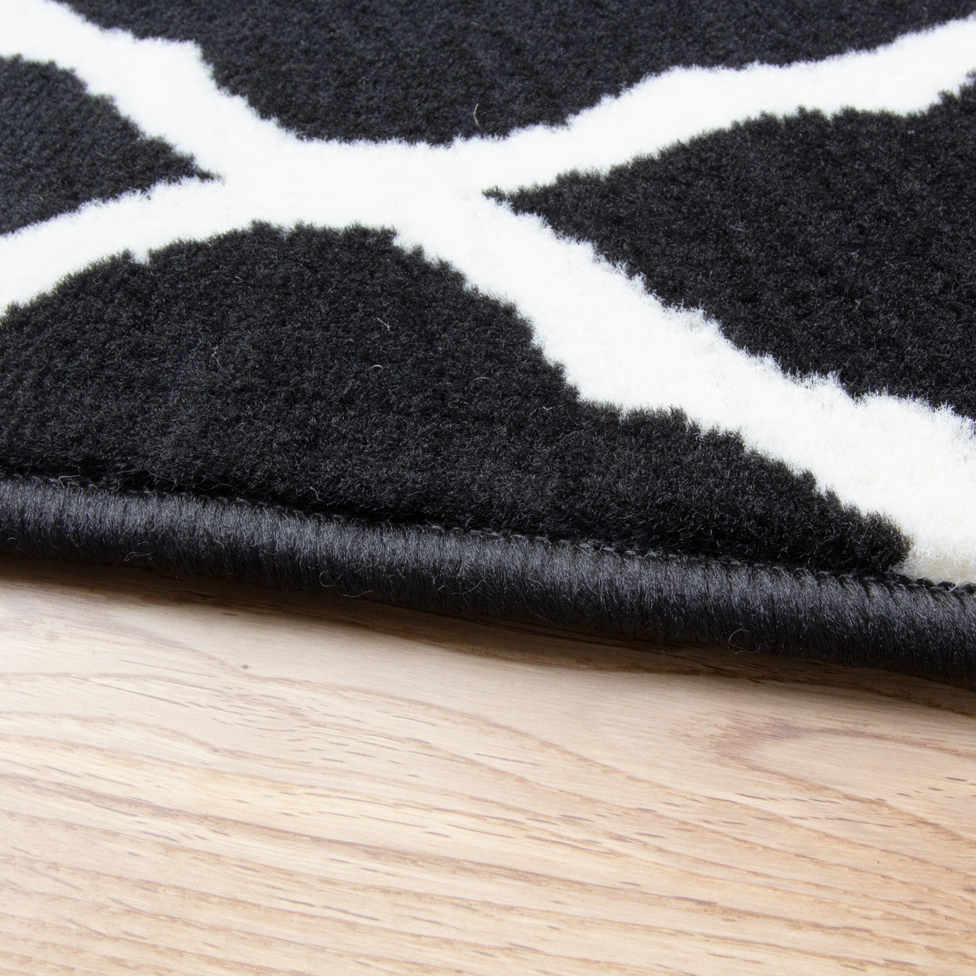 Black Moroccan Trellis Runner Rug