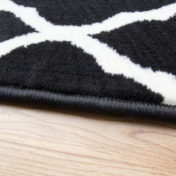 Black Moroccan Trellis Runner Rug