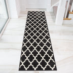 Black Moroccan Trellis Runner Rug