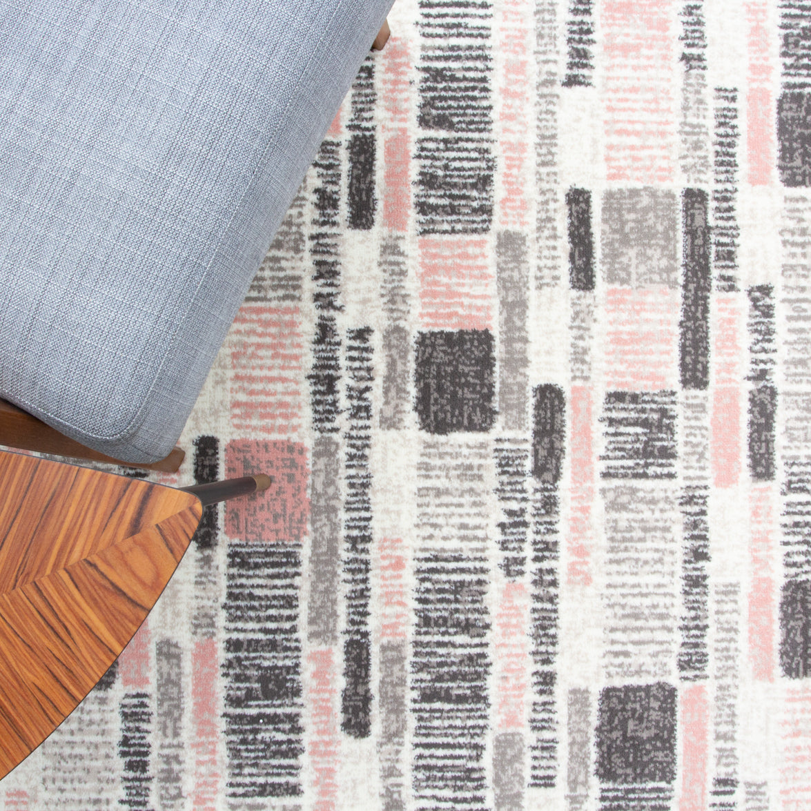 Pink Grey Modern Area Rug | Living Room Rugs | Kukoon Rugs Online