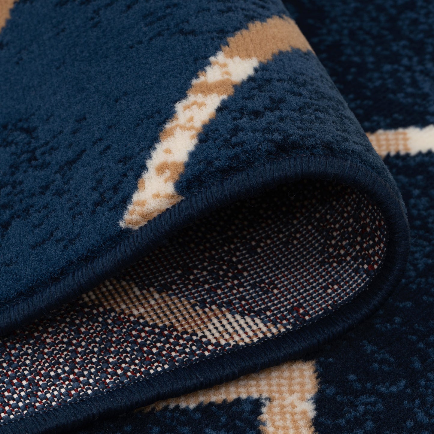 Modern Navy Rug Navy Gold Art Deco Contempary Area Rug | Living Room Rugs | Kukoon Rugs ...