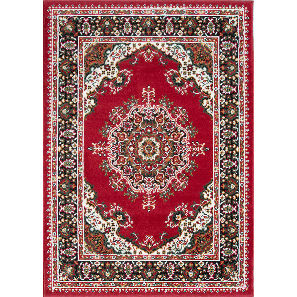Red Traditional Medallion Living Room Rug