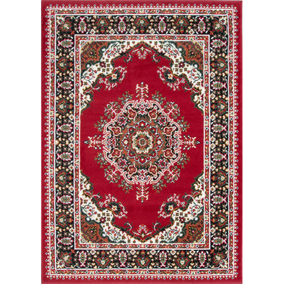 Red Traditional Medallion Living Room Rug