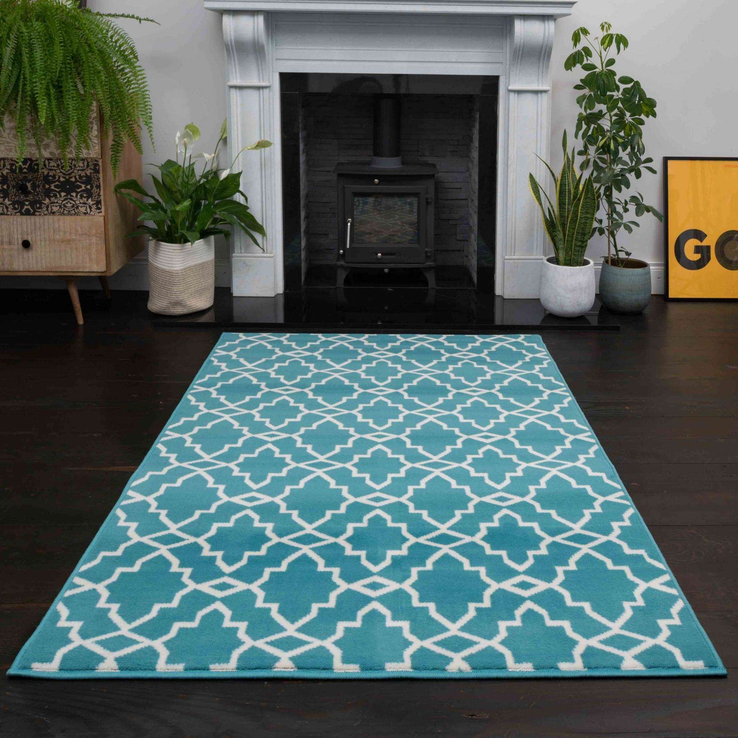Blue Hall Rug Blue Trellis Hall Runner Living Room Rug | Runner Rugs | Kukoon Rugs Online