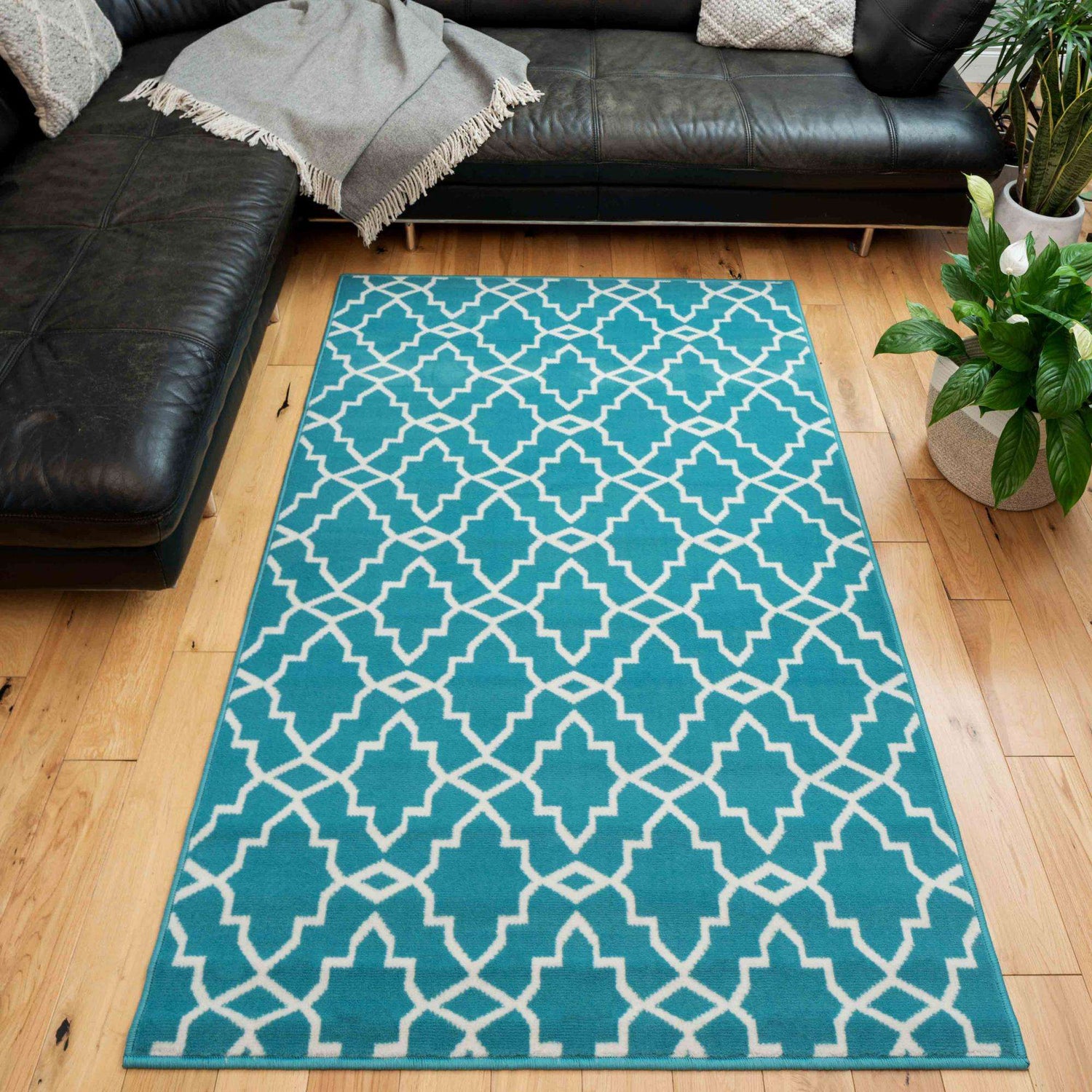 Blue Hall Rug Blue Trellis Hall Runner Living Room Rug | Runner Rugs | Kukoon Rugs Online