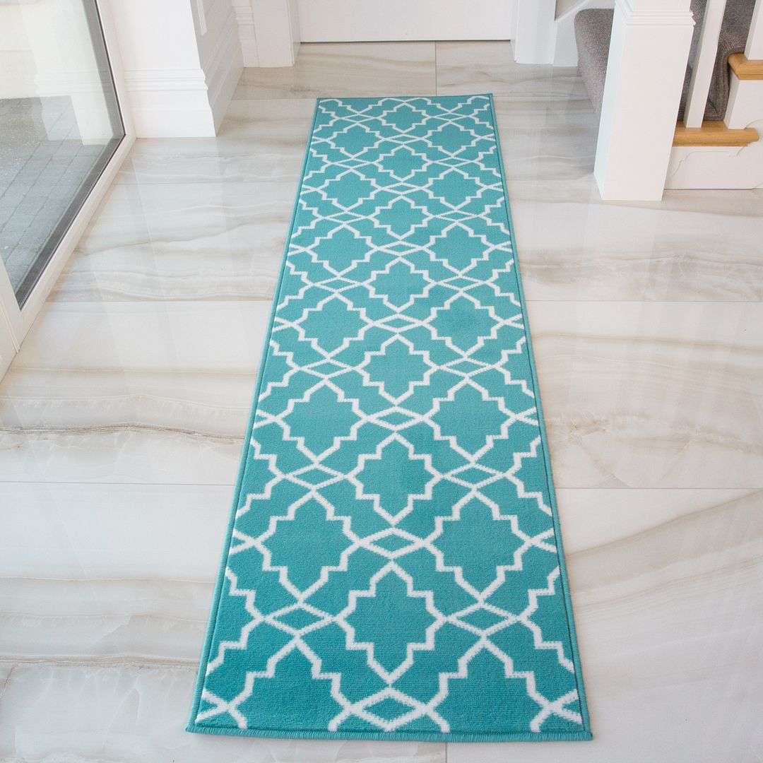 Blue Hall Rug Blue Trellis Hall Runner Room Rug | Runner Rugs | Kukoon Rugs Online